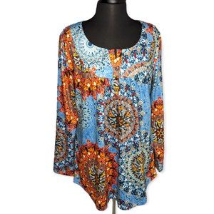 Colorful Long Sleeve Knit Top Size XL